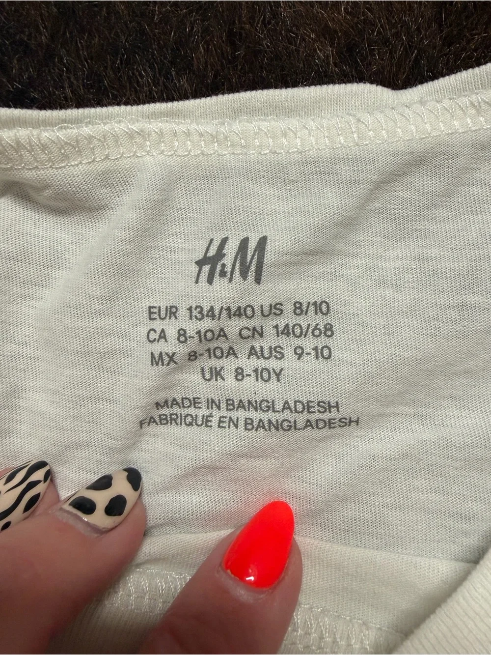 H&M Girls White Basic Crewneck Short Sleeve Tee Size 8/10